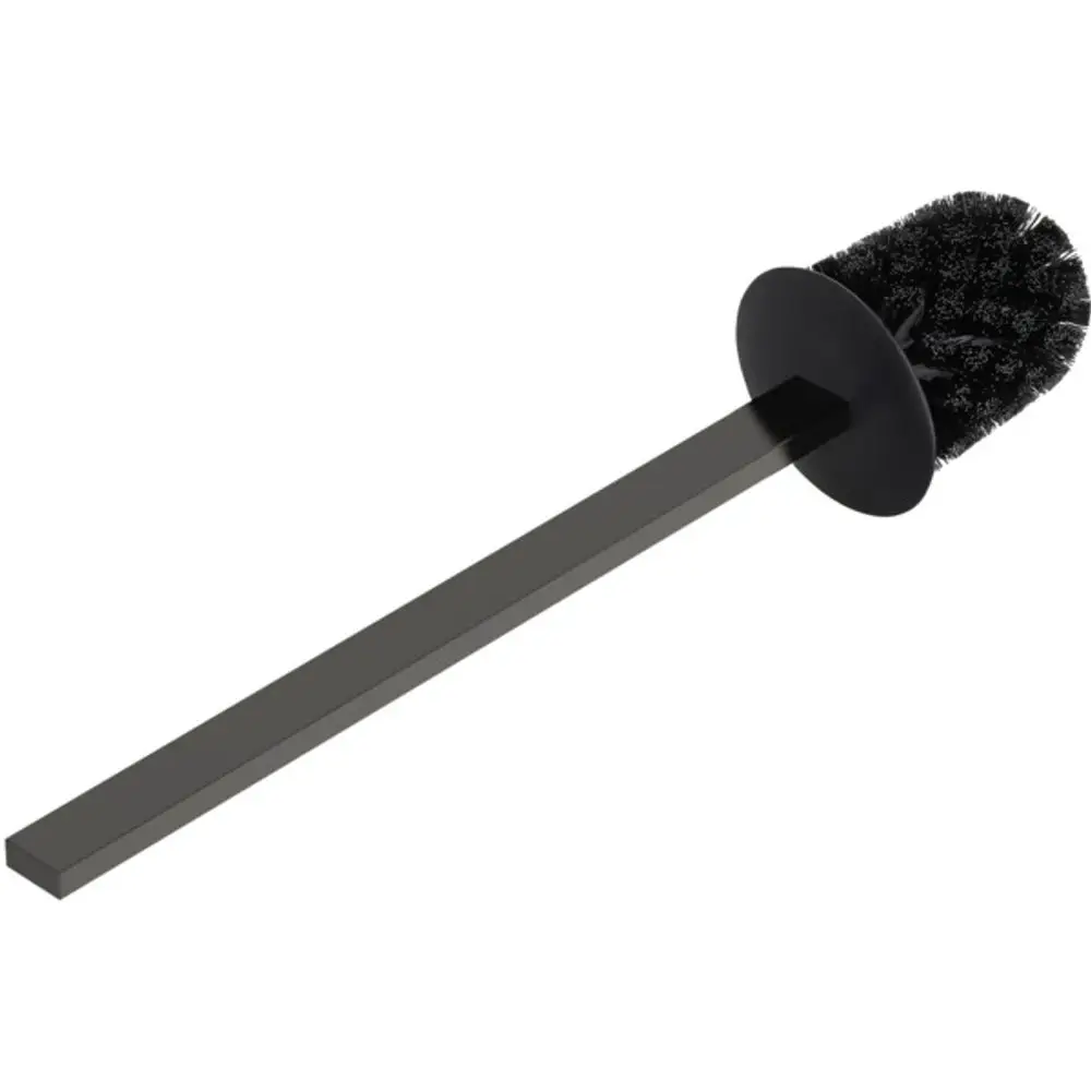 WC-Bürste mit schwarzem Griff und runder, borstiger Bürste. Das Produkt ist von Ideal Standard und eignet sich zur Reinigung von Toiletten.